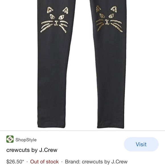 CrewCut girls leggings with kitty cat on knees 🐈‍⬛ great for halloween🎃 - Picture 4 of 4